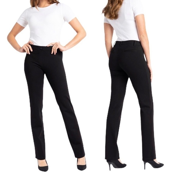 Betabrand Classic Straight Leg Dress Pants Black Size Medium Ponte Knit W0076 - Picture 2 of 9